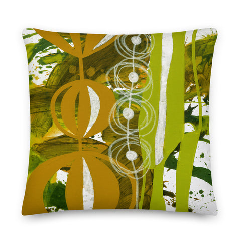 Premium Pillow - "Chartreuse & Yellow Ochre 2"