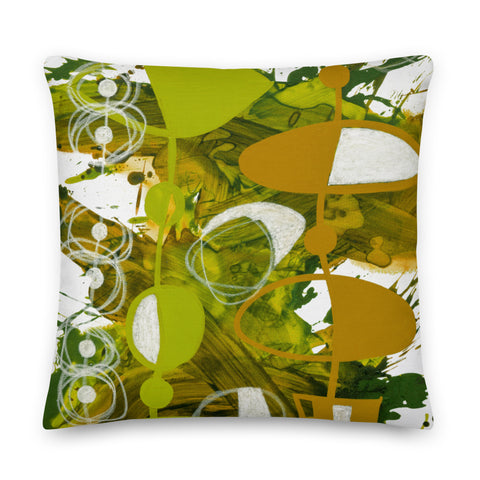 Premium Pillow - "Chartreuse & Yellow Ochre 3"